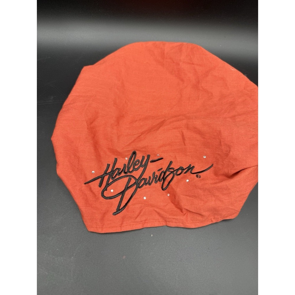 Y2K Harley-Davidson Women's Ivory Skull Cap With Rhinestones